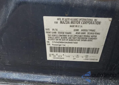 2010 Mazda Mazda6 I Sport from USA, damaged, VIN 1YVHZ8BH3A5M57300